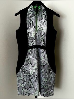 Tail Black and Green Snake-Print Sleeveless Golf Dress